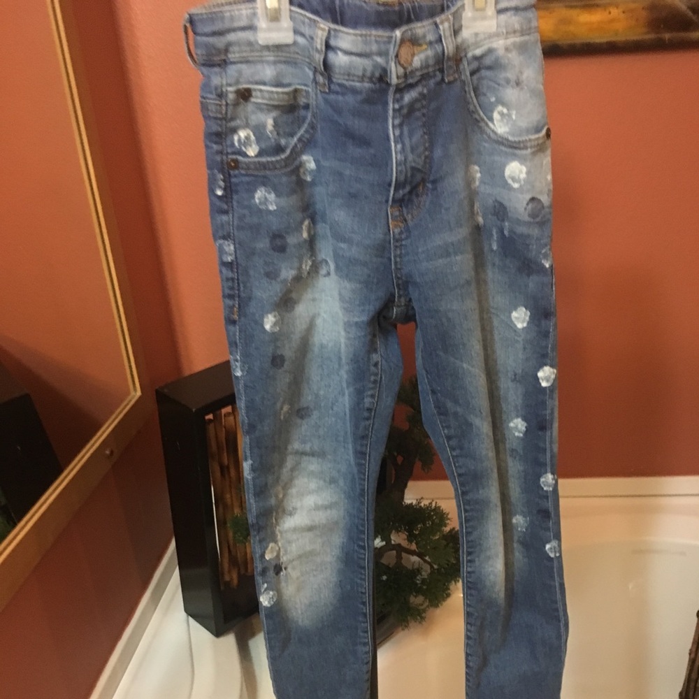 Zara jeans with a paint design